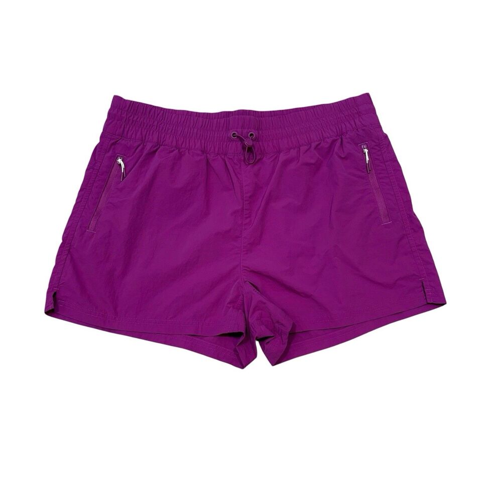 Eddie Bauer Mountain Crinkle Pull On Adjustable Shorts Size L Purple Fuschia